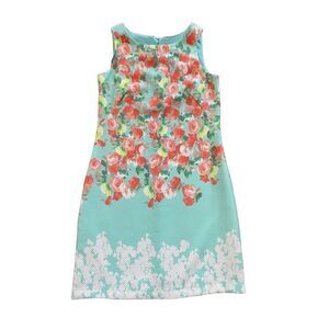 Donna Ricco aquaĀ & coral floral sheathādress szā8